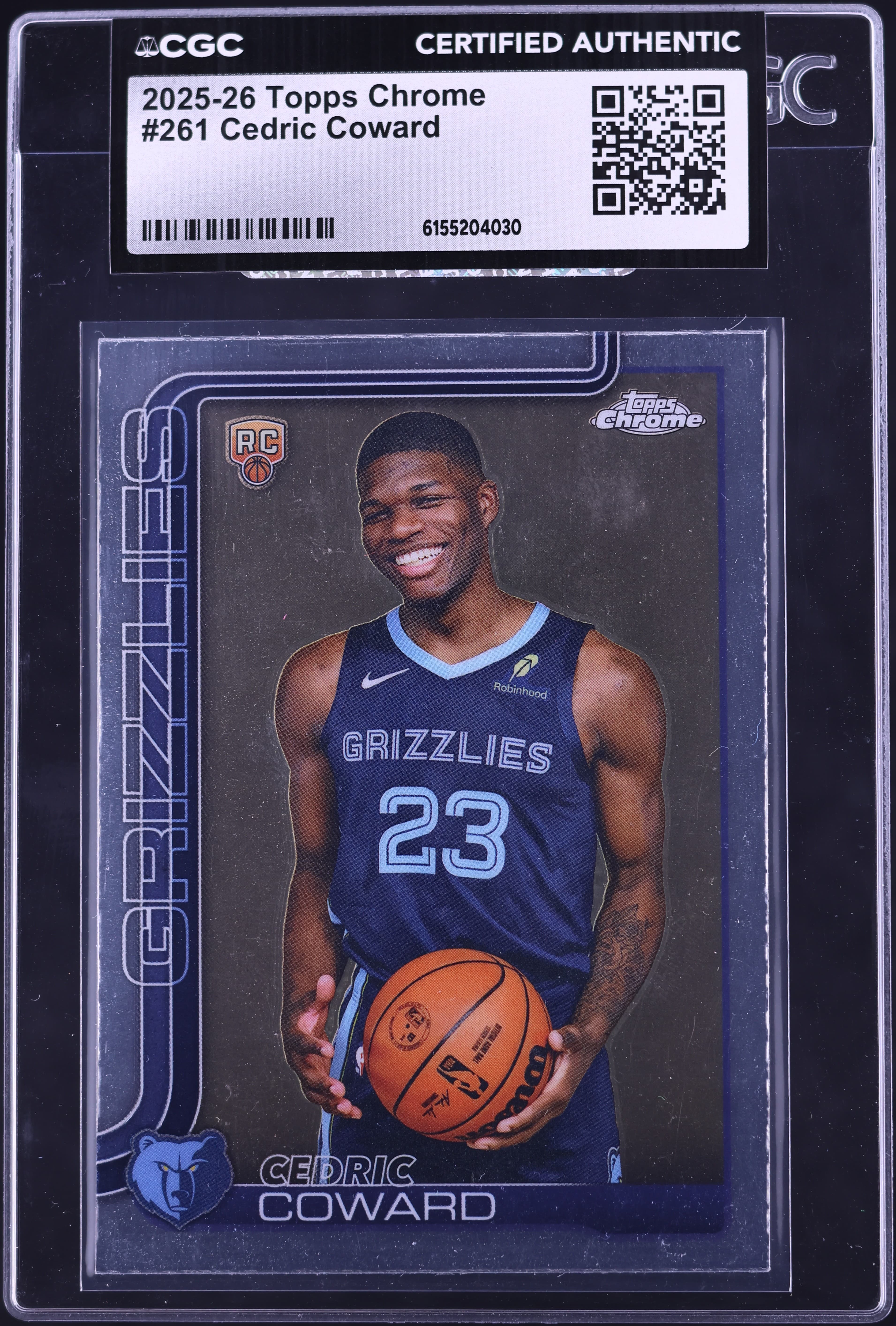 Cedric Coward 2025-26 Topps Chrome Rookie #261 basketball card