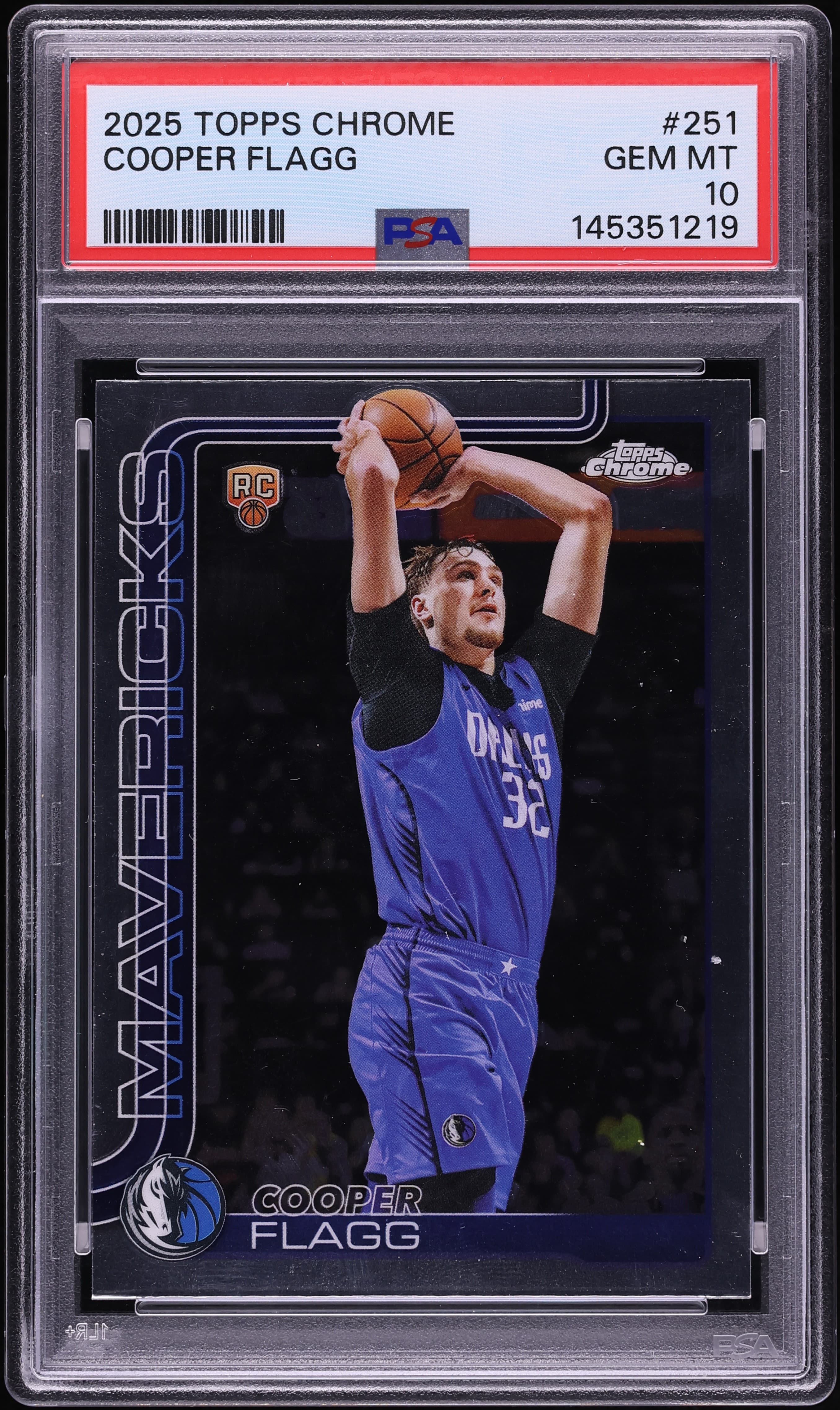 2025-26 Topps Chrome #251 Cooper Flagg Rookie PSA 10 basketball card