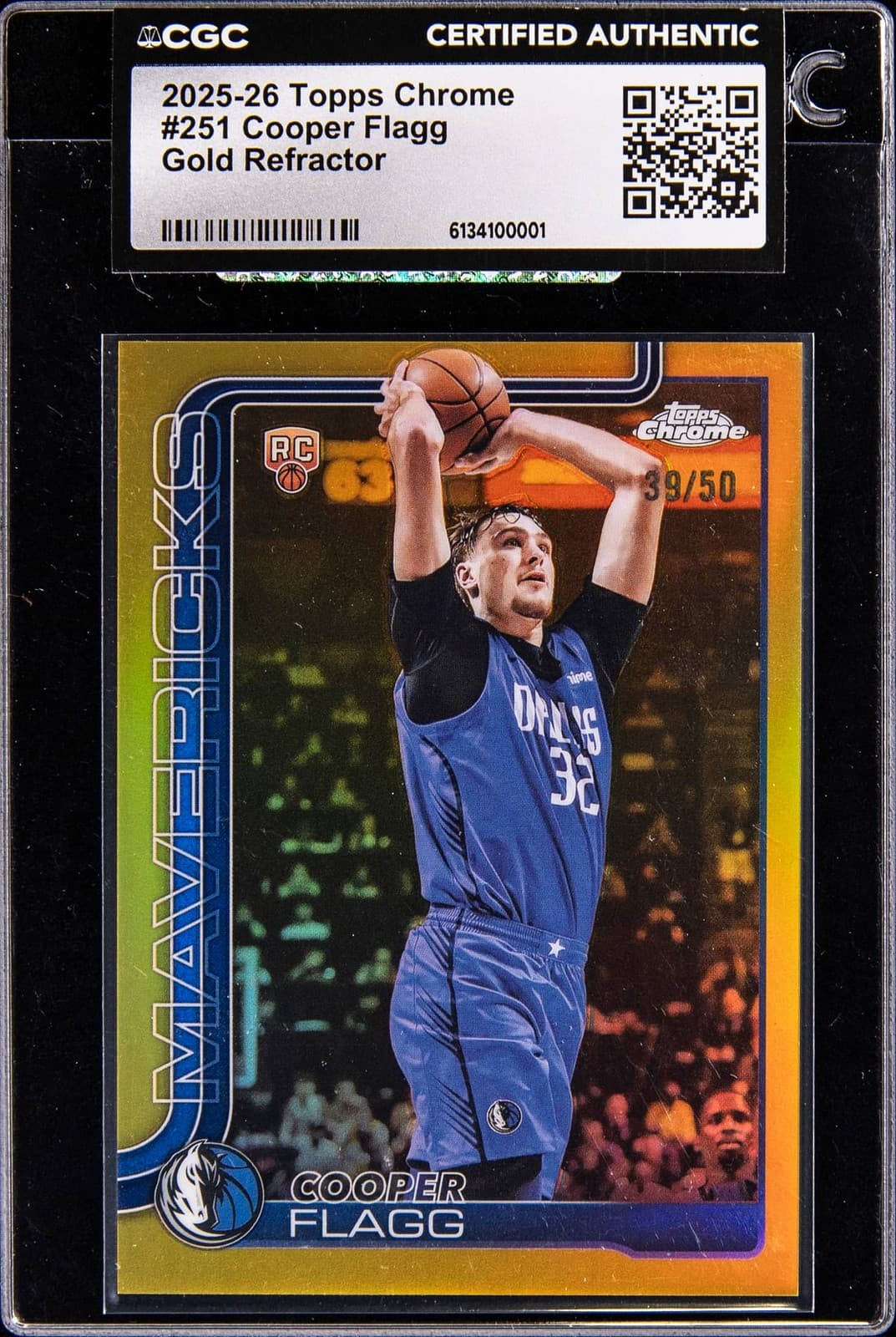 2025-26 Topps Chrome Gold Refractor #251 Cooper Flagg Rookie /50 CGC Authentic basketball card