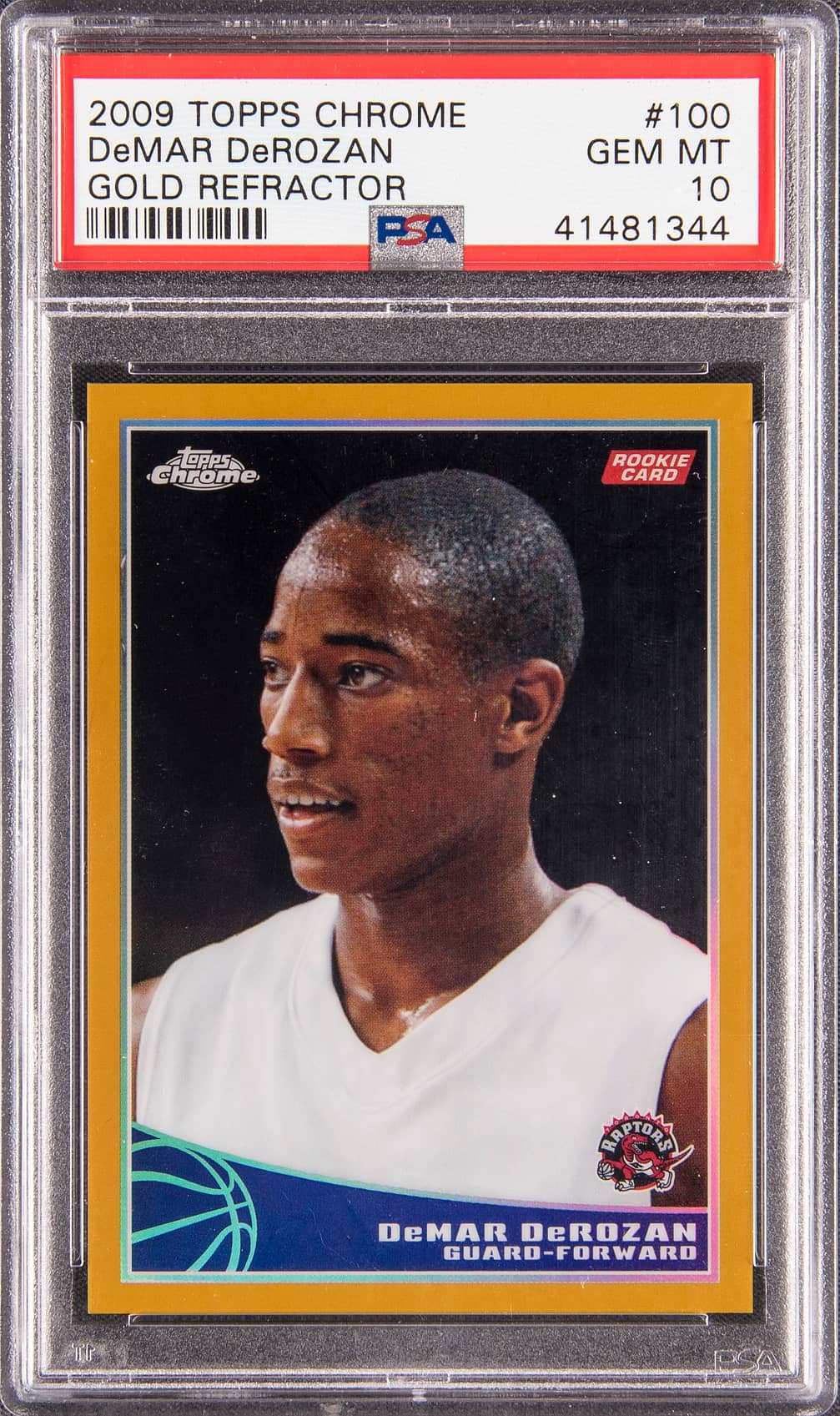 DeMar DeRozan 2009-10 Topps Chrome Gold Refractor #100 DeMar DeRozan Rookie Card (#38/50) - PSA GEM MT 10 scarce and iconic profile anchor basketball card
