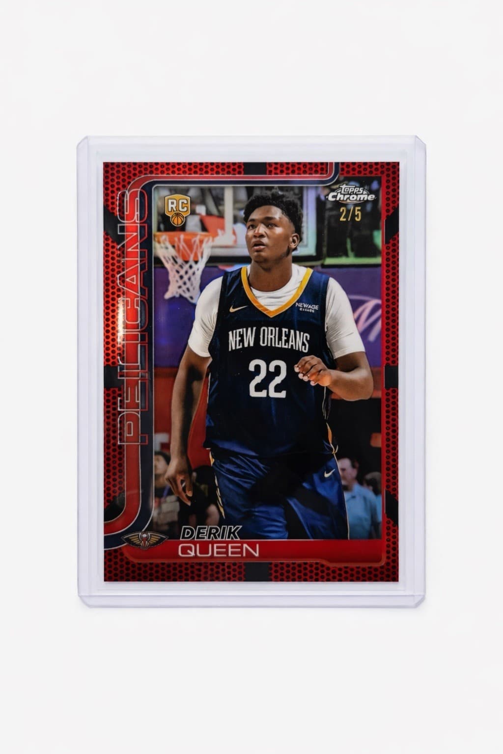 Derik Queen 2025-26 Topps Chrome True Red Refractor Rookie #263 numbered to 5 basketball card