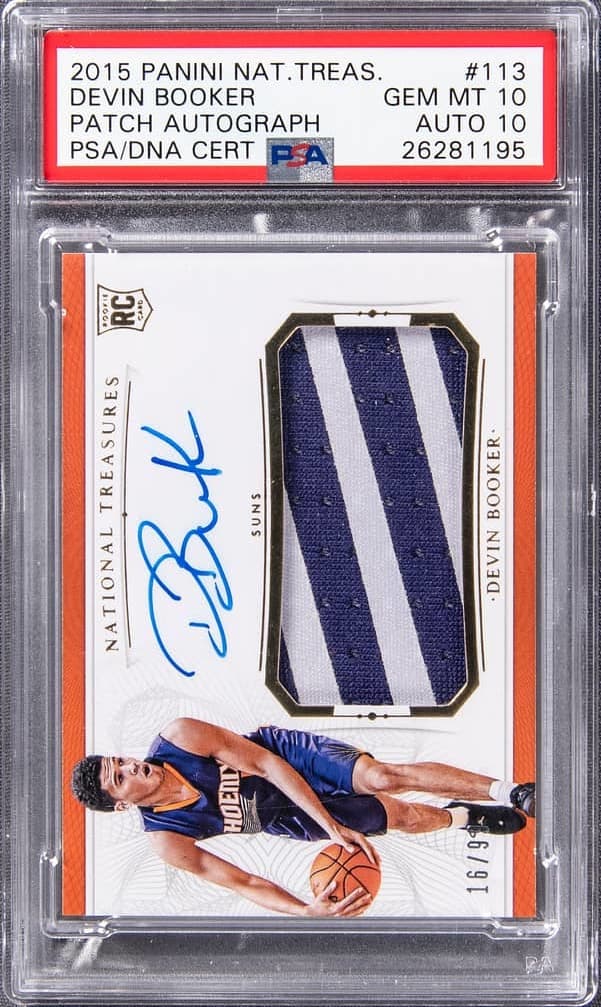 Devin Booker Devin Booker National Treasures Rookie Patch Autograph /99 basketball card