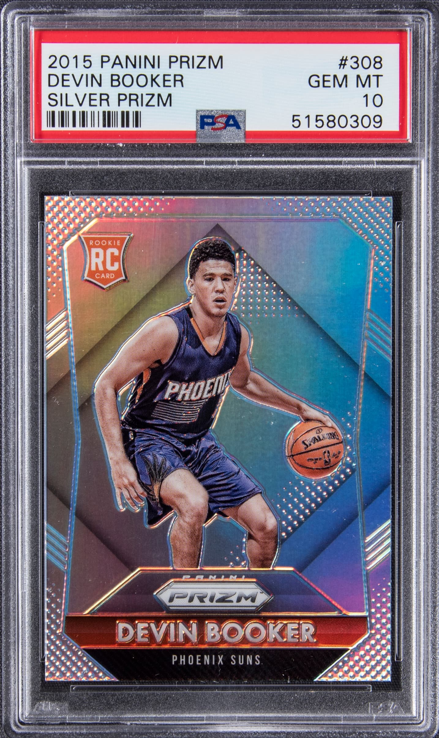 Devin Booker 2015-16 Panini Prizm Devin Booker Silver Prizm Rookie #308 basketball card