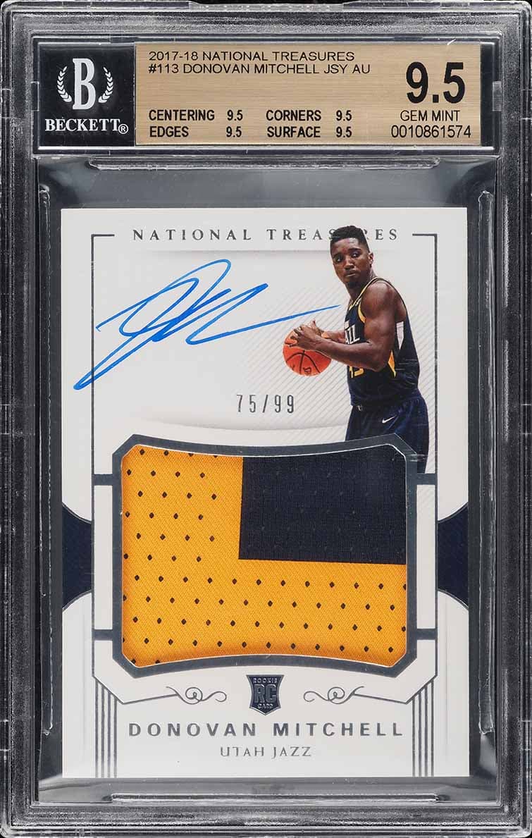 Donovan Mitchell Donovan Mitchell National Treasures Rookie Patch Autograph /99 basketball card