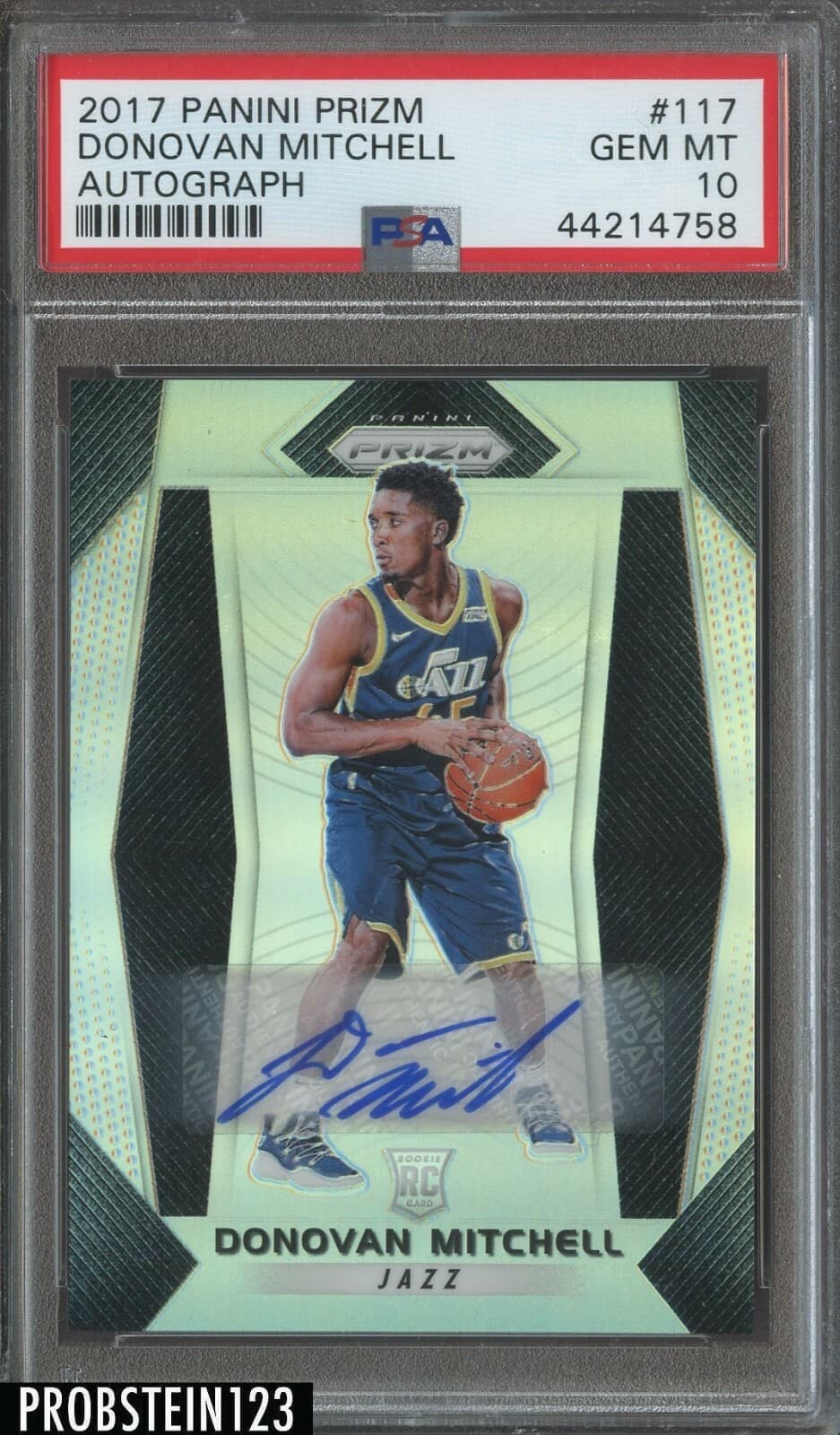 Donovan Mitchell 2017-18 Panini Prizm Donovan Mitchell Silver Prizm Rookie #117 basketball card