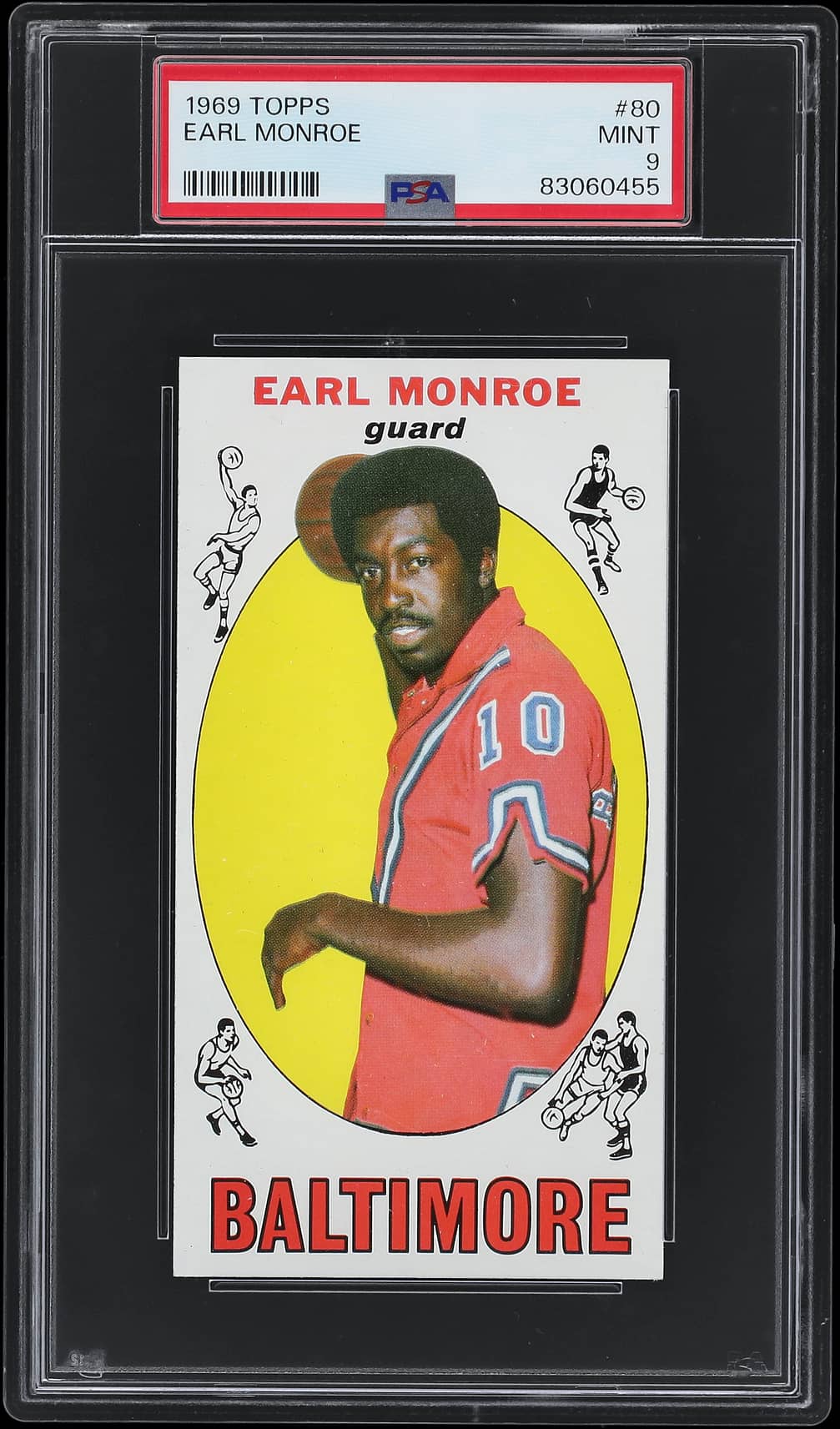 Earl Monroe 1969-70 Topps #80 Earl Monroe Rookie Card - PSA MINT 9 basketball card