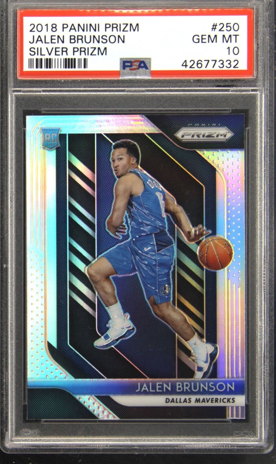 Jalen Brunson 2018-19 Panini Prizm Silver Prizm Rookie #250 PSA 10 basketball card