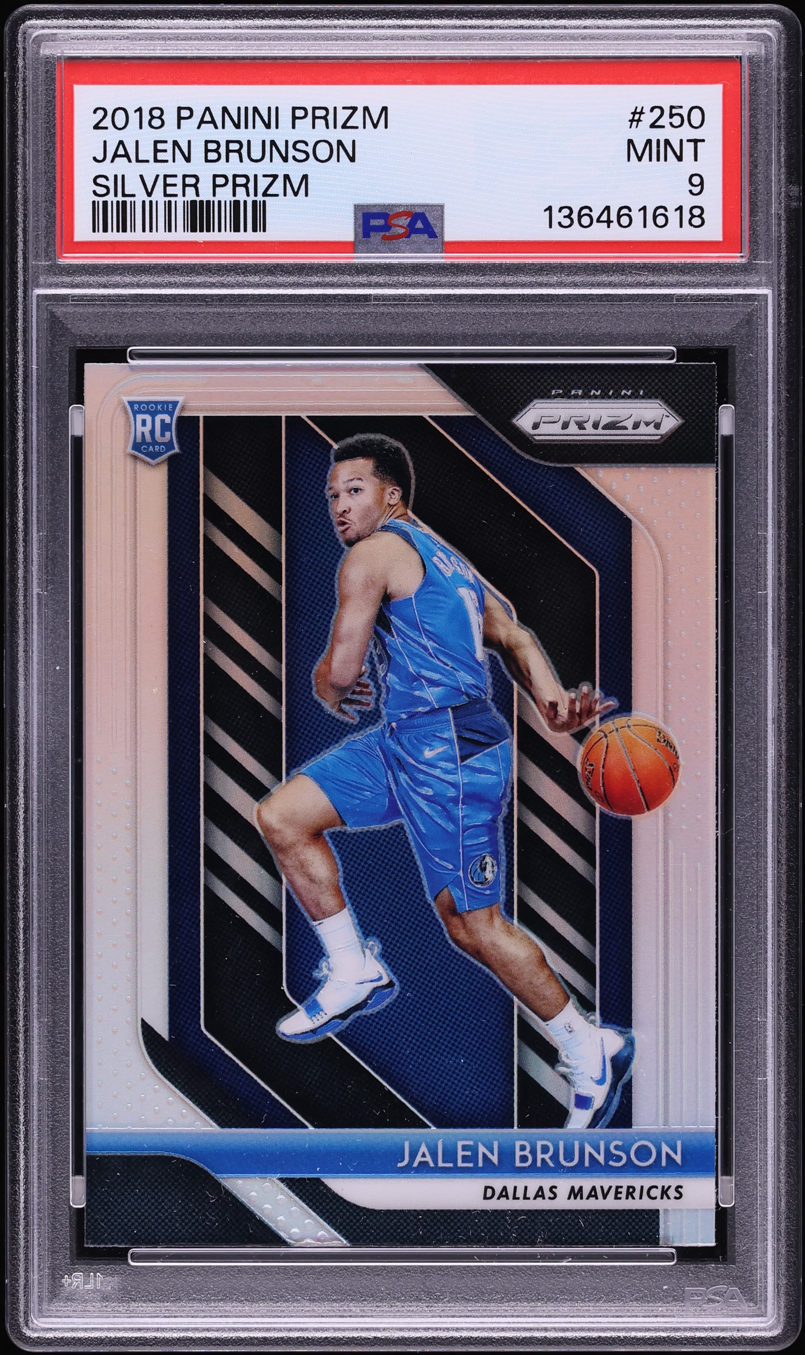 Jalen Brunson 2018-19 Panini Prizm Silver Prizm Rookie #250 PSA 9 basketball card