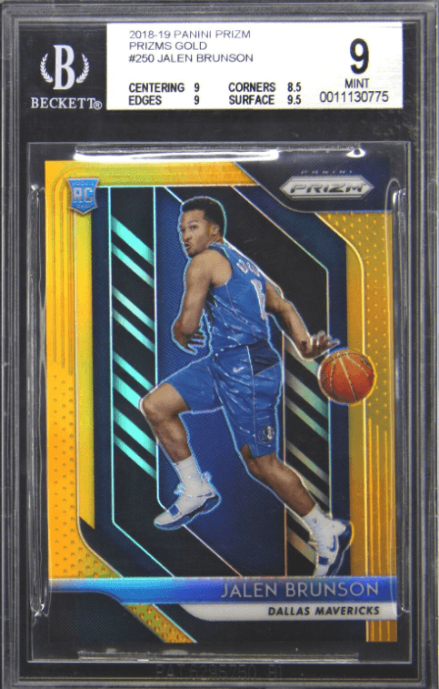 Jalen Brunson 2018-19 Panini Prizm Gold Prizm /10 Rookie #250 BGS 9 basketball card