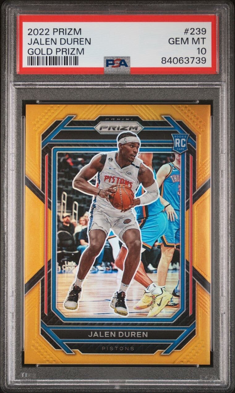 2022-23 Panini Prizm Gold Jalen Duren Rookie #239 /10 basketball card