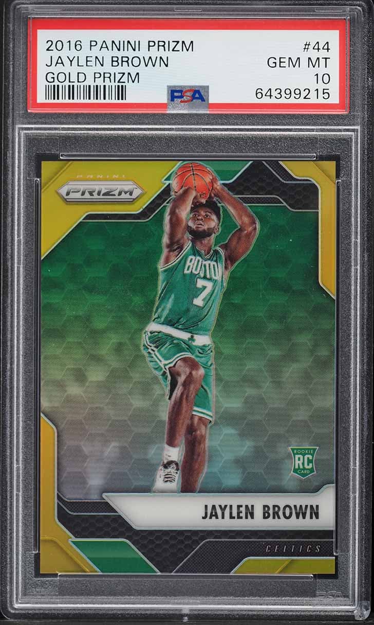 Jaylen Brown 2016 Panini Prizm Gold Jaylen Brown ROOKIE /10 #44 PSA 10 GEM MINT scarce and iconic profile anchor basketball card