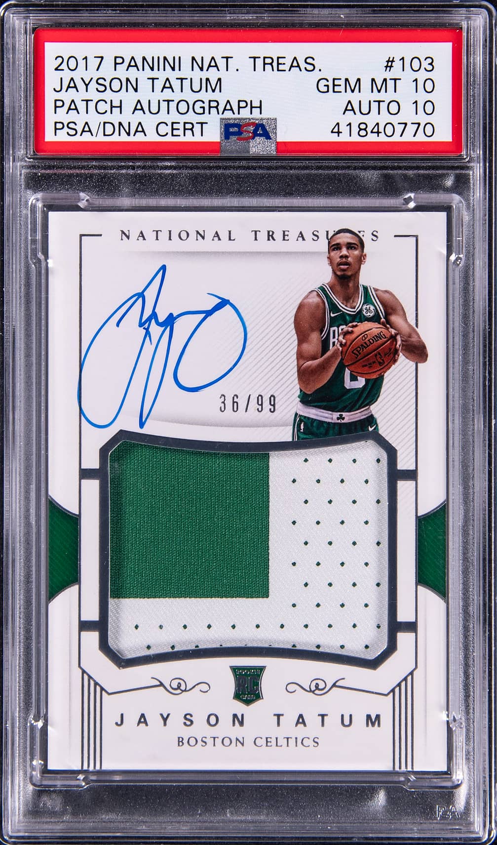 Jayson Tatum Jayson Tatum National Treasures Rookie Patch Autograph /99 basketball card
