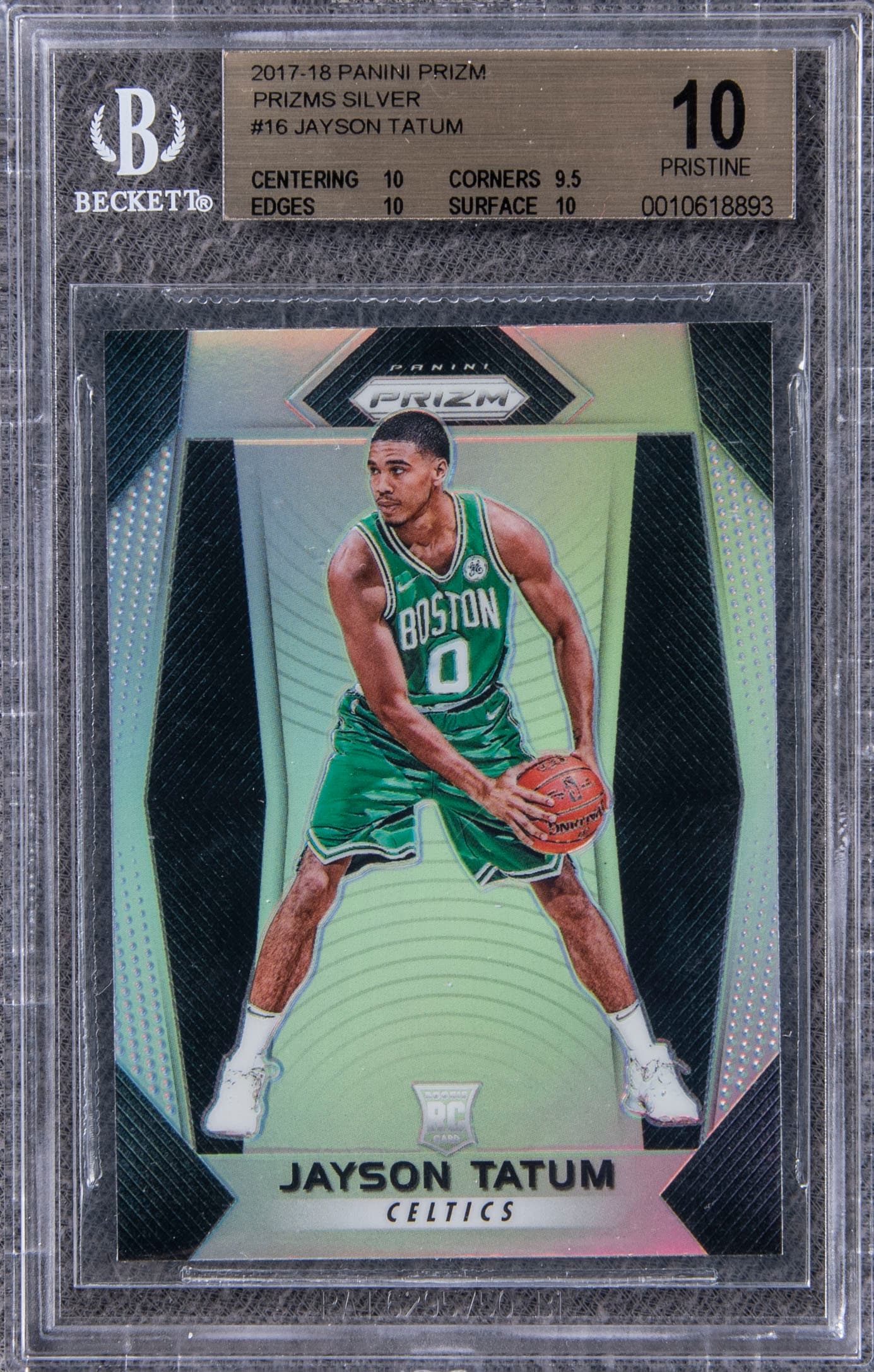 Jayson Tatum 2017-18 Panini Prizm Jayson Tatum Silver Prizm Rookie #16 basketball card
