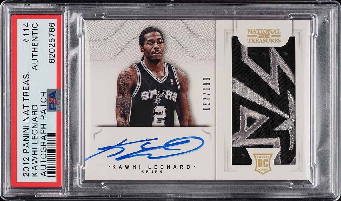 2012-13 Panini National Treasures Rookie Patch Autographs Kawhi Leonard #114 /199 basketball card
