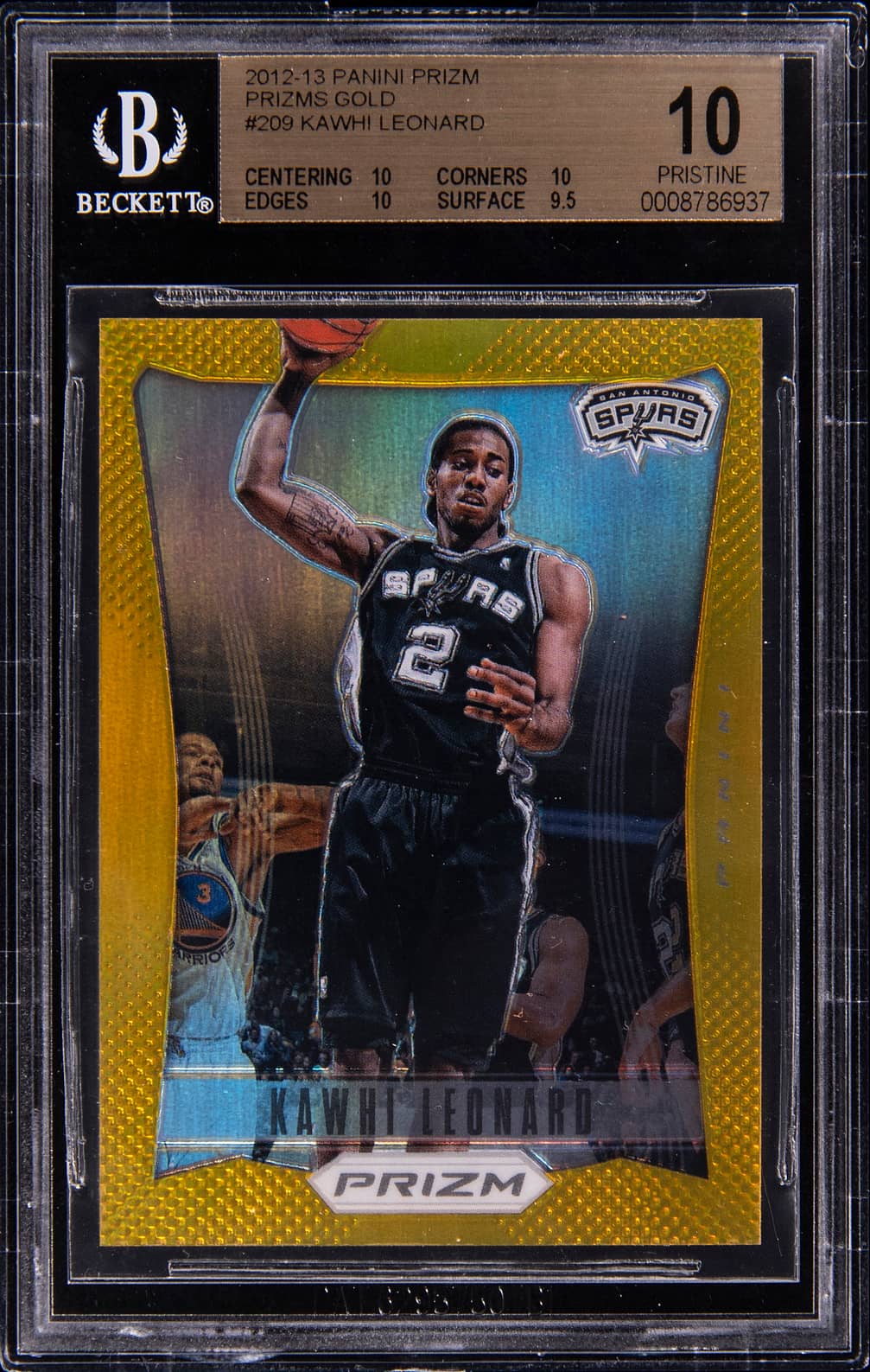 Kawhi Leonard 2012-13 Panini Prizm Kawhi Leonard Gold Prizm /10 Rookie #209 basketball card