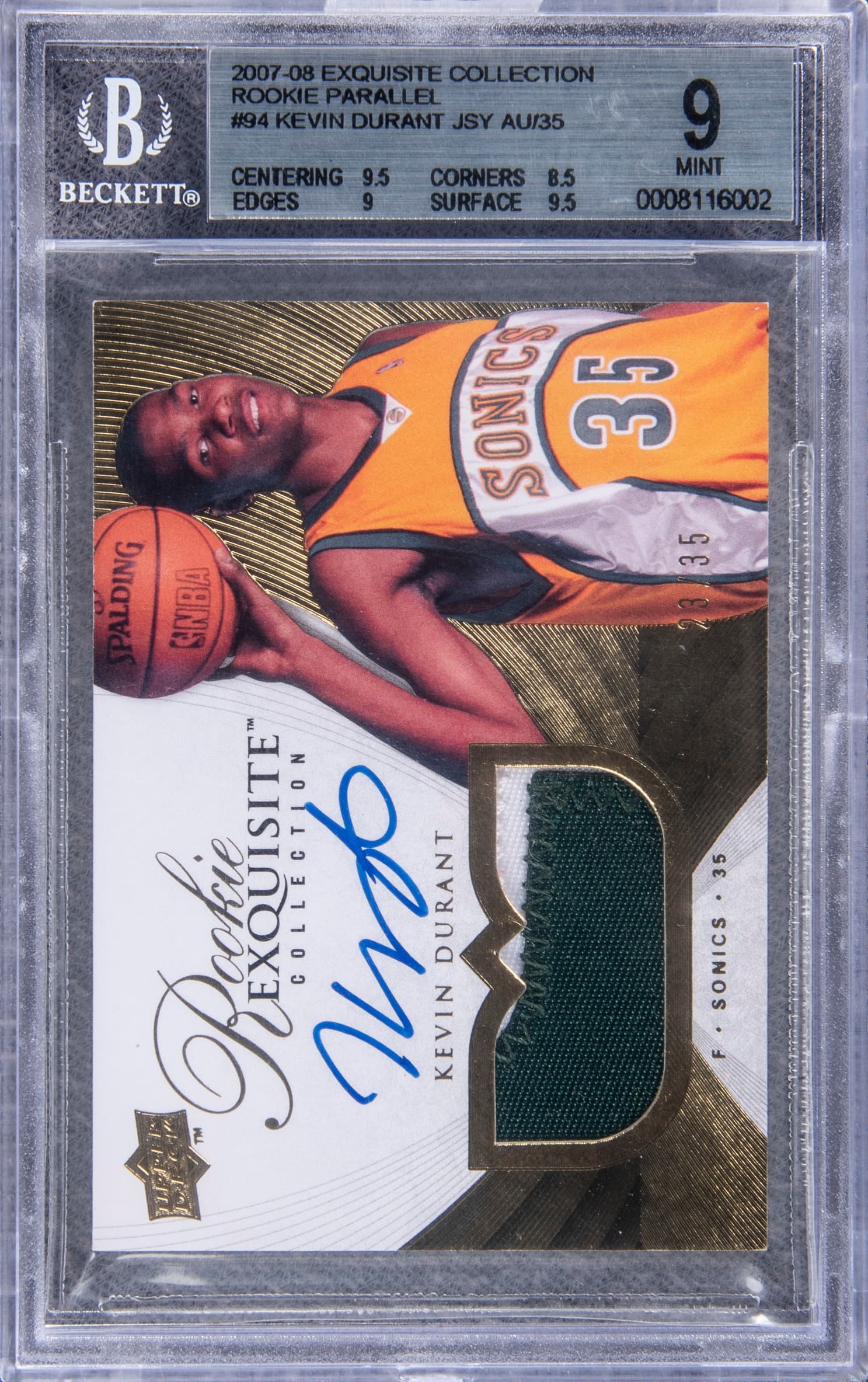 Kevin Durant 2007-08 Exquisite Collection Rookie Parallel RPA #94 /35 basketball card