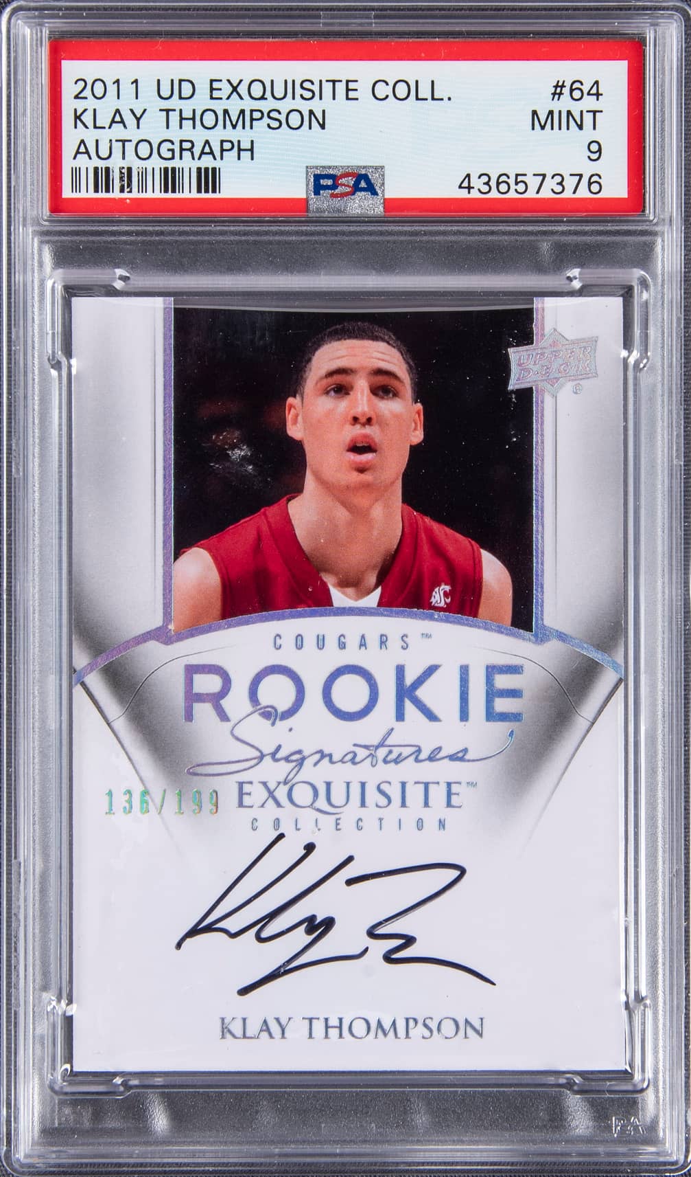 Klay Thompson 2011-12 Upper Deck Exquisite Collection Klay Thompson Rookie Autograph /199 #64 basketball card