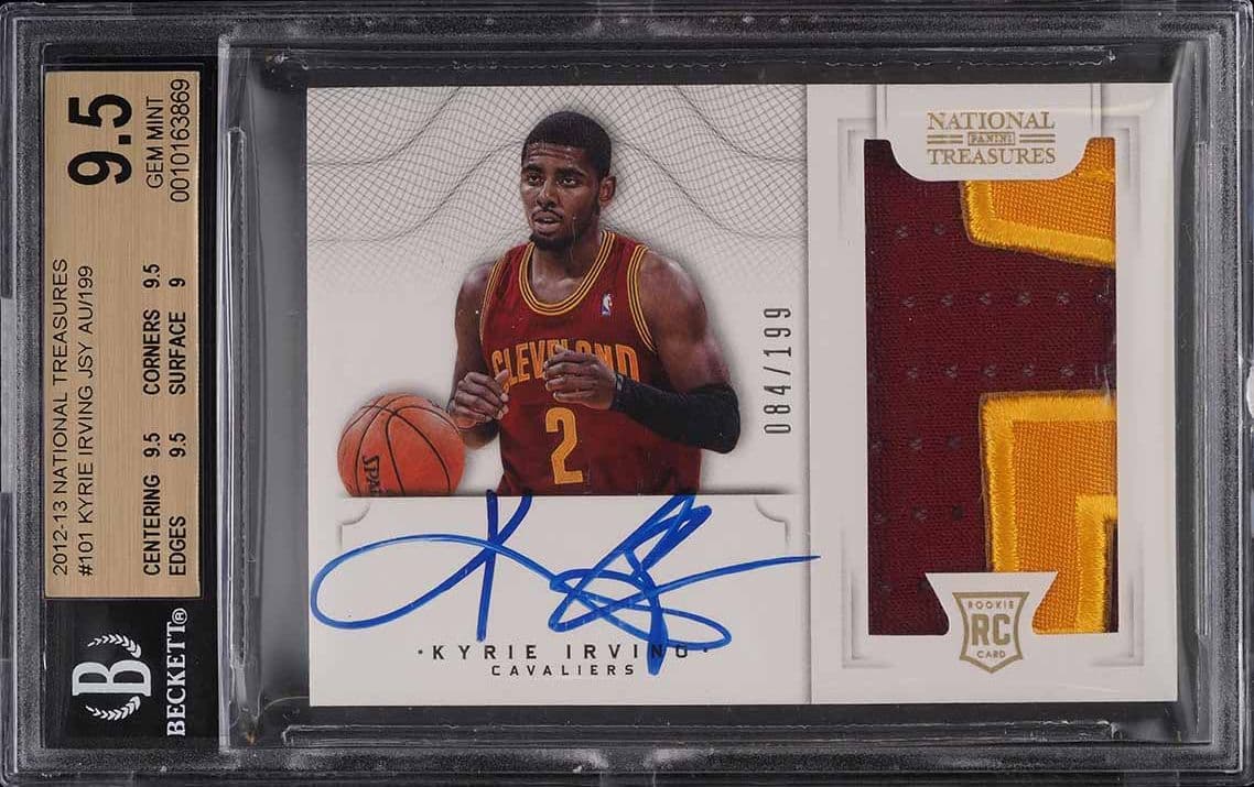 2012-13 Panini National Treasures Rookie Patch Autographs Kyrie Irving #101 /199 basketball card