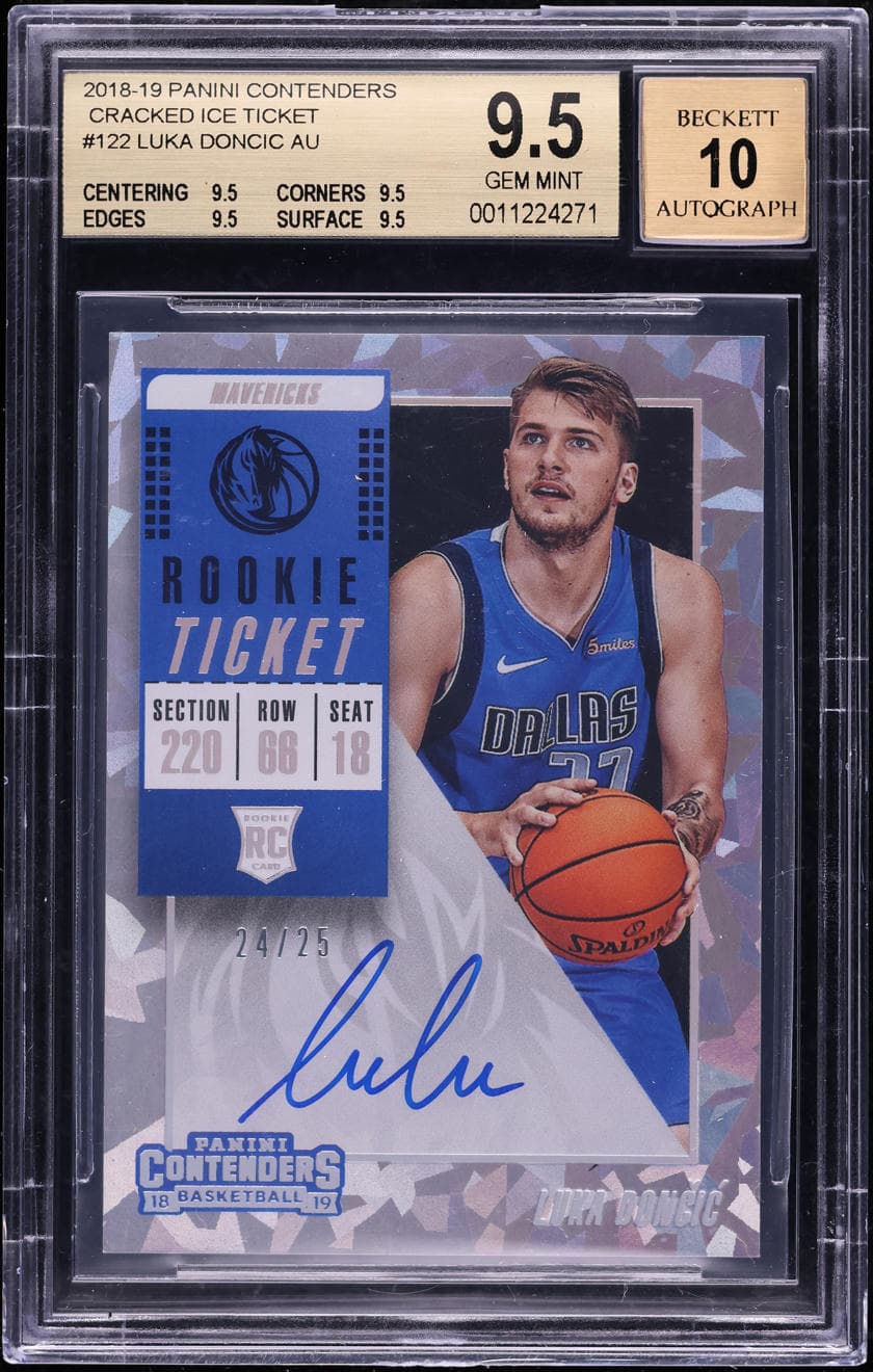 2018-19 Panini Contenders Rookie Ticket Autographs Cracked Ice Luka Doncic #122 /25 basketball card