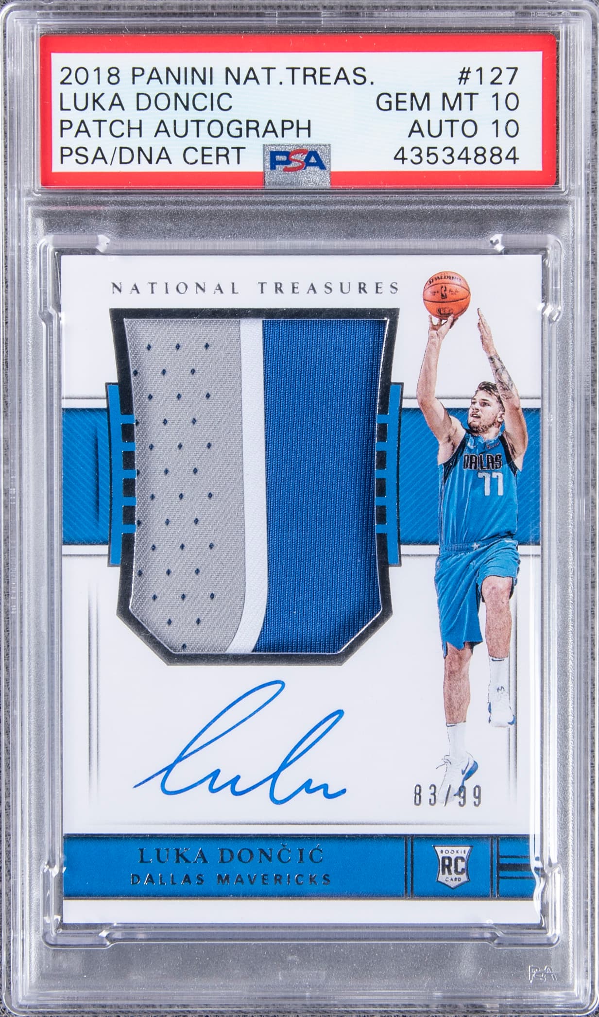 Luka Doncic Luka Doncic National Treasures Rookie Patch Autograph /99 basketball card