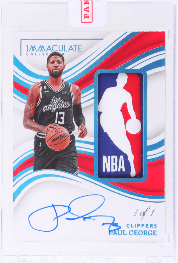Paul George 2022 Panini Immaculate Collection Logoman Autograph Paul George #ILA-PGE /1 Factory Sealed premium autograph or memorabilia representative basketball card