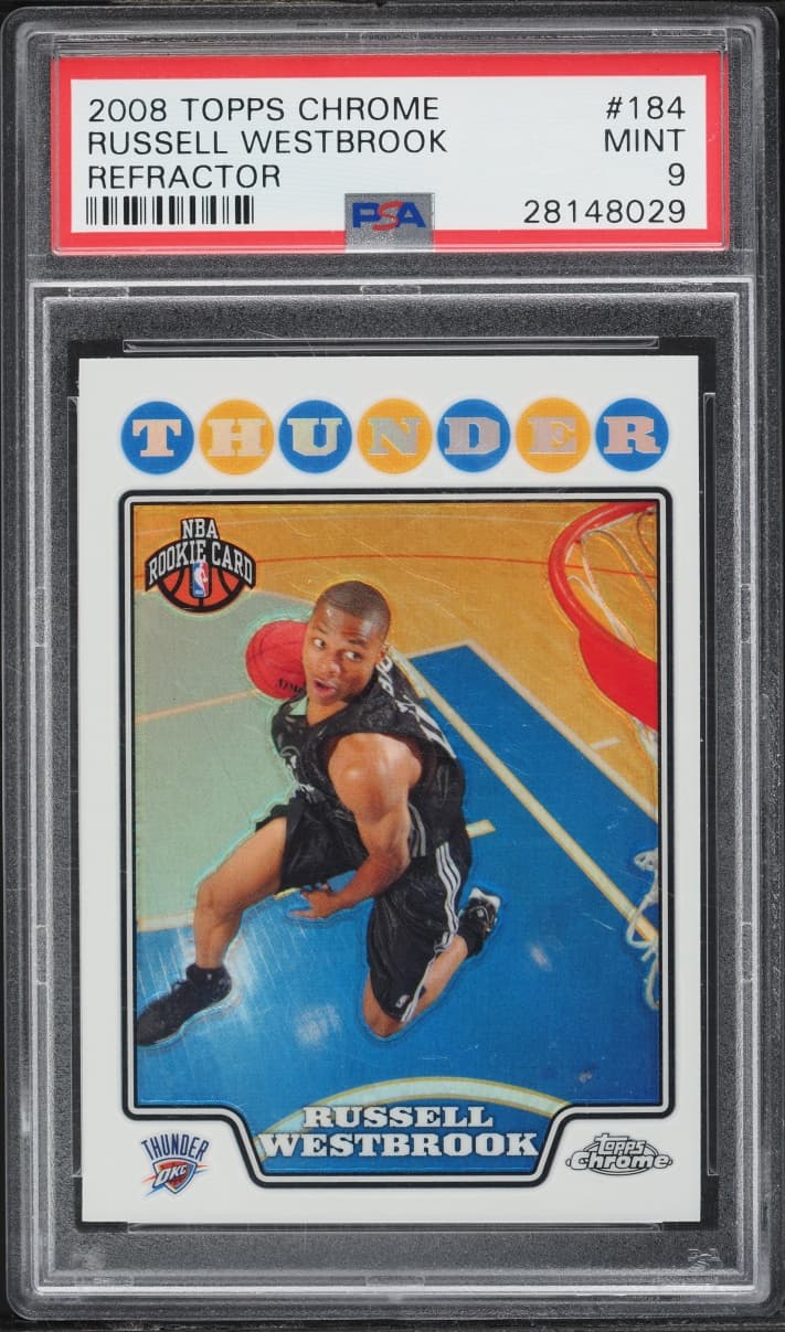 2008-09 Topps Chrome Russell Westbrook Refractor Rookie #184 PSA 9 card front