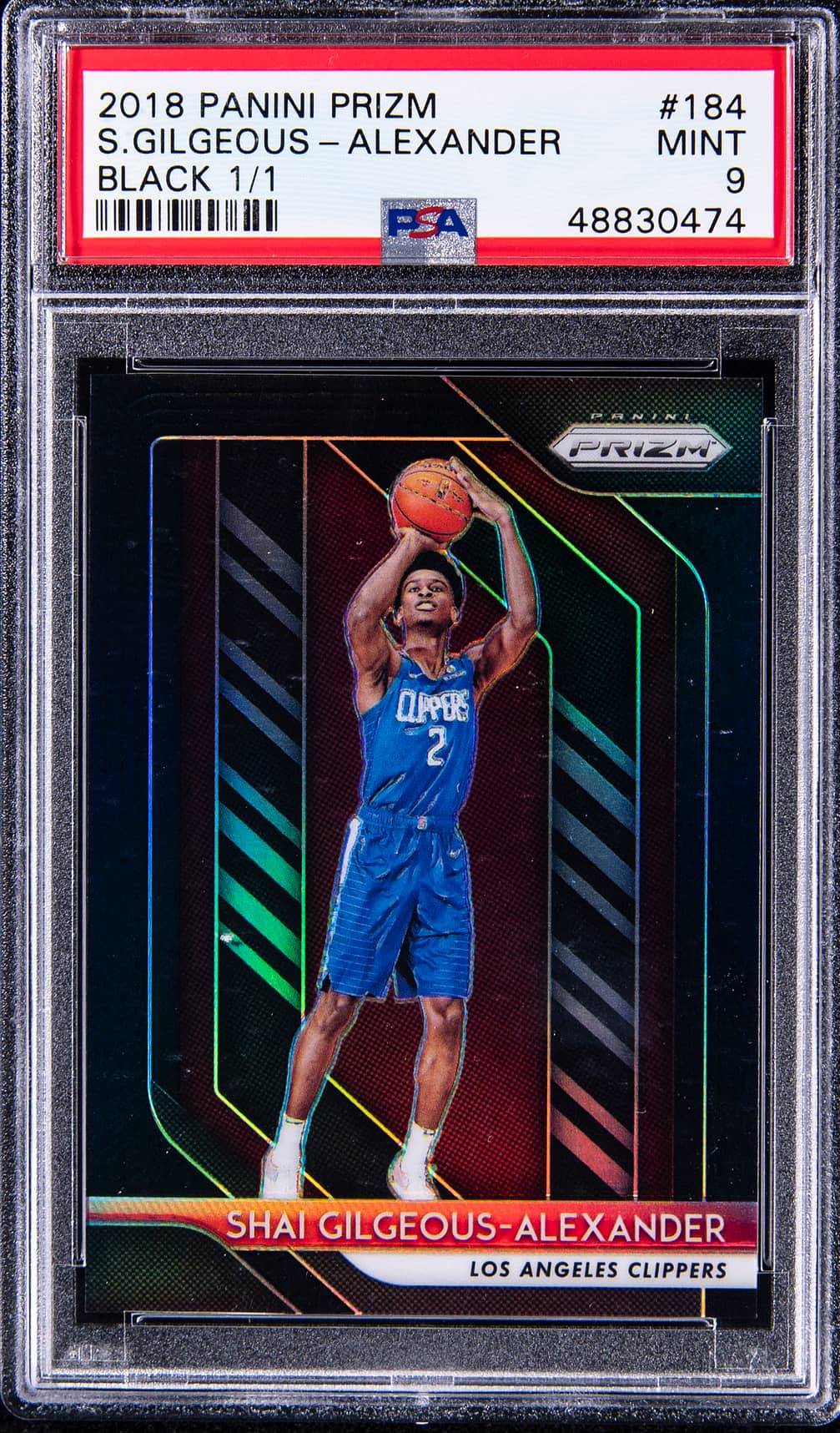 2018-19 Panini Prizm Black #184 Shai Gilgeous-Alexander Rookie 1/1 PSA 9 basketball card