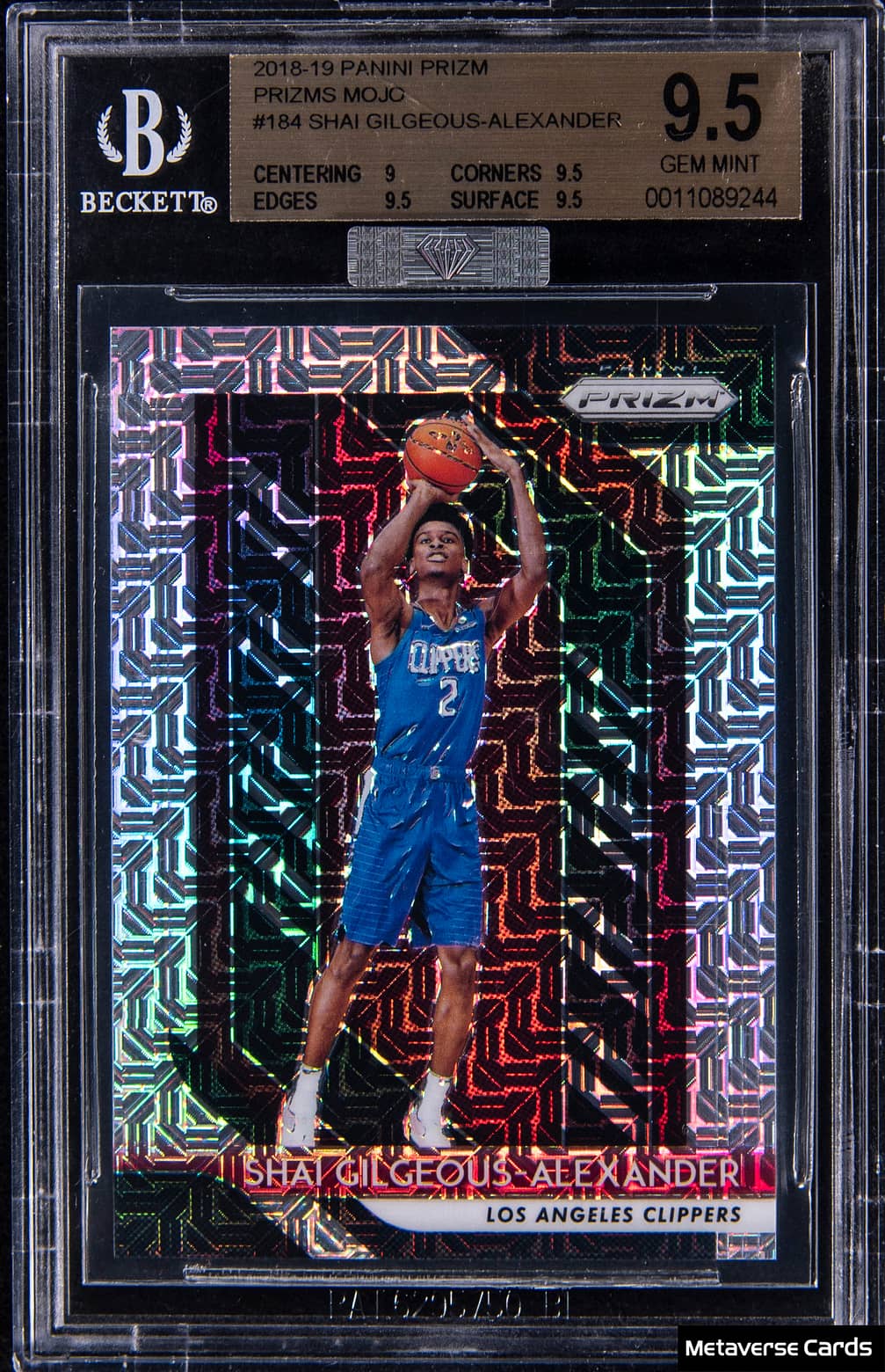 Shai Gilgeous-Alexander 2018-19 Panini Prizm Shai Gilgeous-Alexander Silver Prizm Rookie #184 basketball card