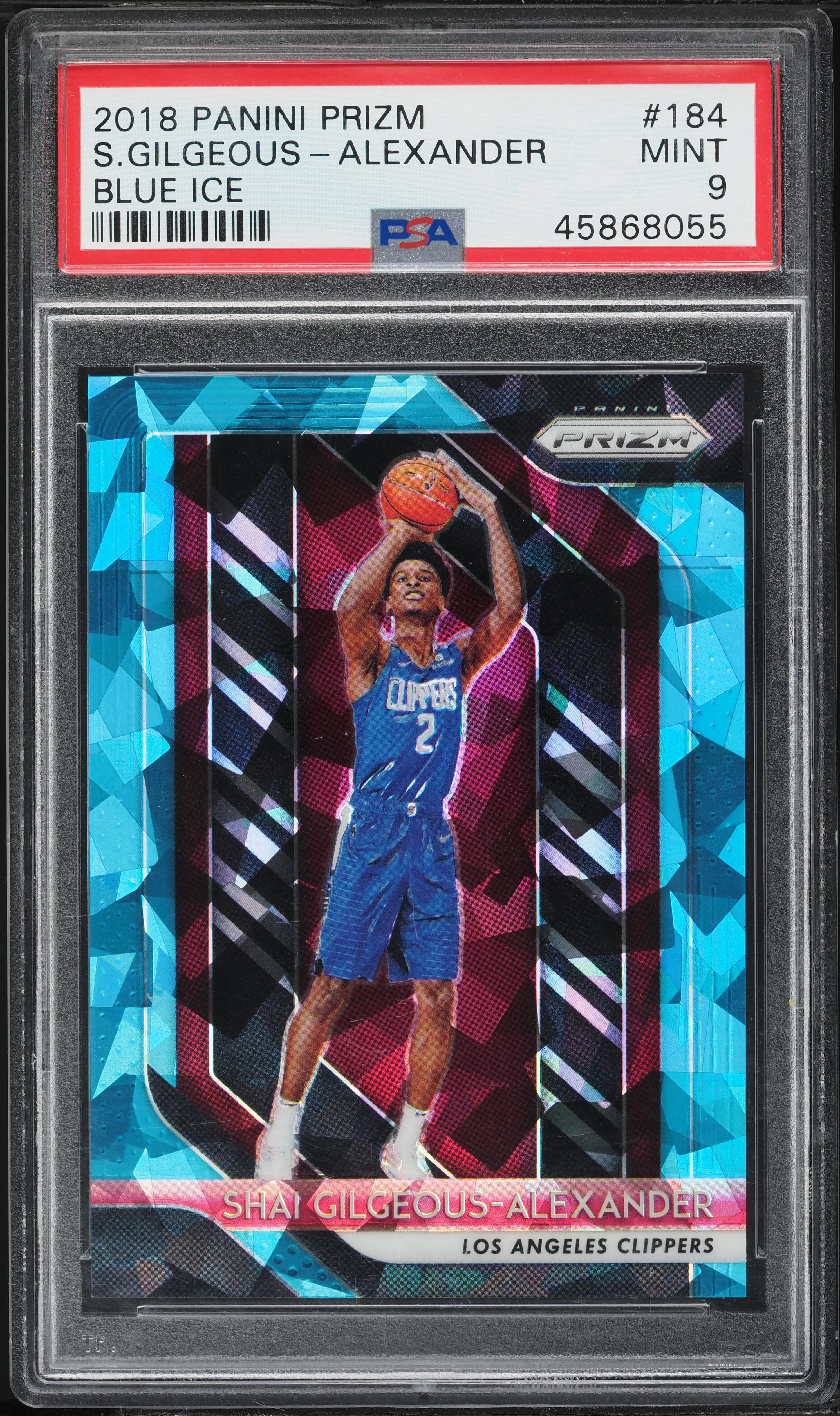 2018-19 Panini Prizm Blue Ice #184 Shai Gilgeous-Alexander Rookie /99 PSA 9 basketball card