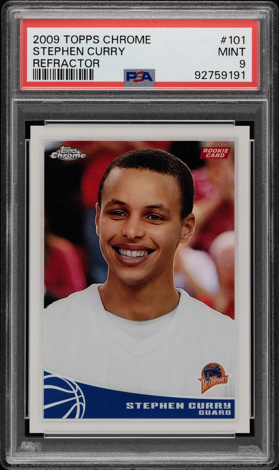 Steph Curry 2009-10 Topps Chrome Stephen Curry Refractor Rookie #101 /500 PSA 9 basketball card