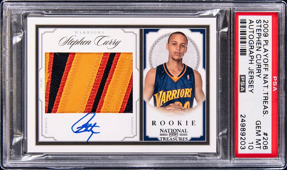 Steph Curry 2009-10 National Treasures Stephen Curry Rookie Patch Autograph #206 numbered to 99 basketball card