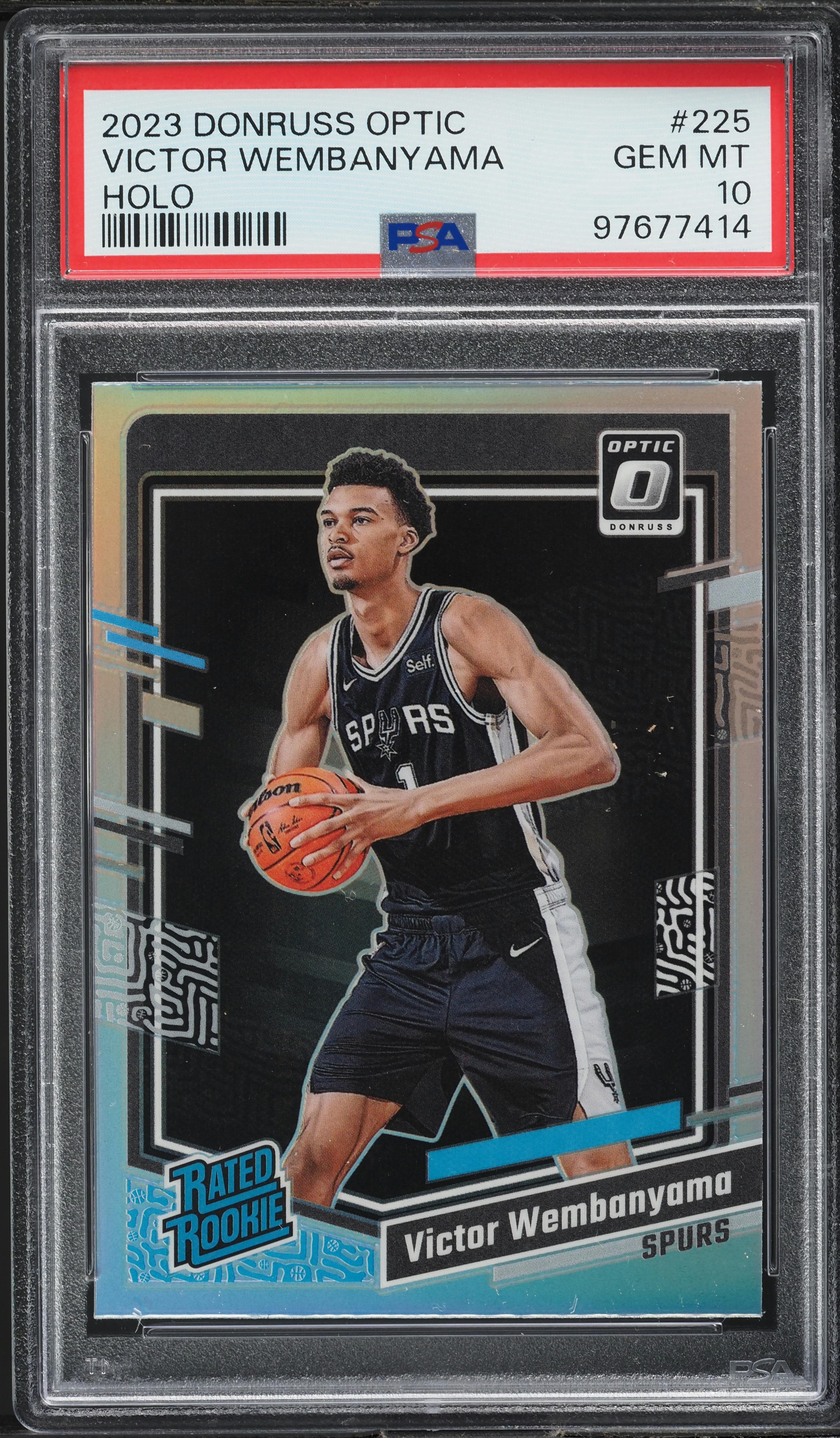 2023-24 Donruss Optic Holo #225 Victor Wembanyama Rated Rookie PSA 10 basketball card