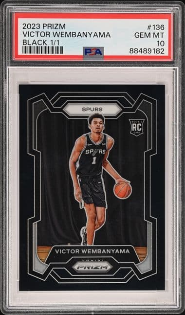 2023-24 Panini Prizm Black #136 Victor Wembanyama Rookie 1/1 PSA 10 basketball card