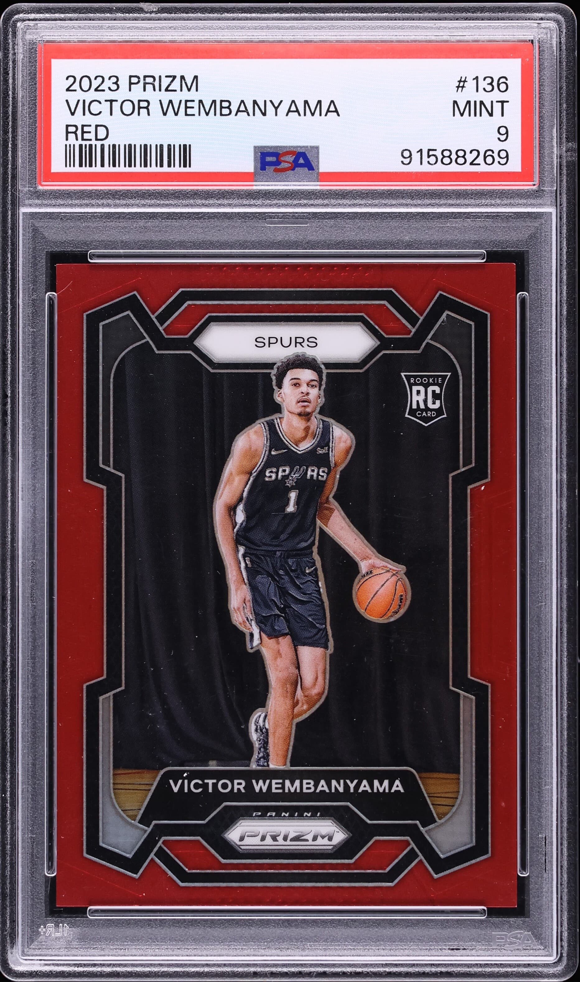 2023-24 Panini Prizm Red Prizm Victor Wembanyama Rookie #136 /299 PSA 9 basketball card