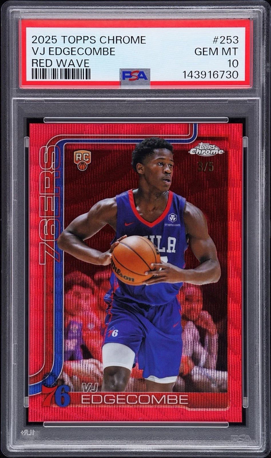 VJ Edgecombe 2025-26 Topps Chrome VJ Edgecombe Refractor Rookie basketball card