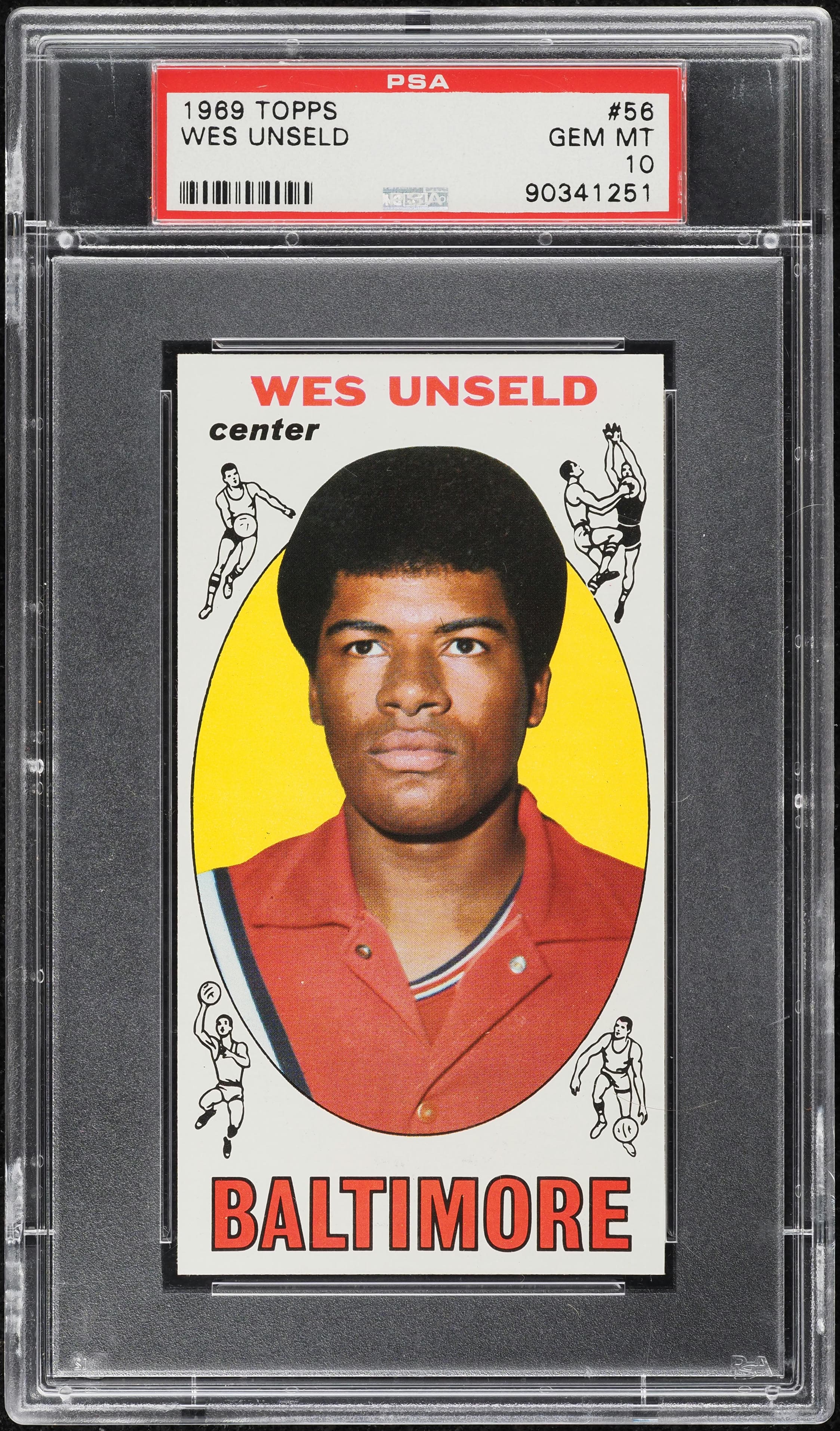 Wes Unseld 1969 Topps Basketball Wes Unseld ROOKIE #56 PSA 10 GEM MINT basketball card