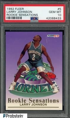 Larry Johnson 1992 Fleer Rookie Sensations #5 Larry Johnson Hornets RC PSA 10 GEM MINT card sale