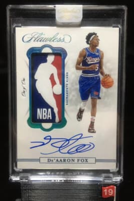 De'Aaron Fox 2019 Panini Flawless Auto Logoman Patch #LA-DAF De'Aaron Fox Game Worn True 1/1 card sale