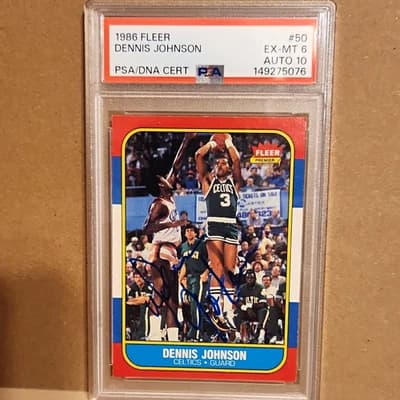 1986-87 Fleer Dennis Johnson #50 Signed PSA 6, PSA/DNA Auto 10 card from Card Ladder