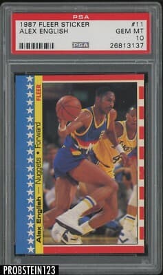 Alex English 1987 Fleer Sticker Basketball #11 Alex English Denver Nuggets HOF PSA 10 card sale
