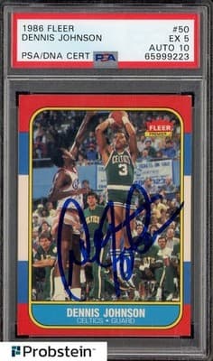 Dennis Johnson Dennis Johnson HOF Signed 1986-87 Fleer Basketball Celtics PSA 5 PSA/DNA AUTO 10 | eBay card sale