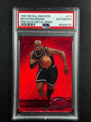 Mitch Richmond MITCH RICHMOND PSA AUTH 1997 SKYBOX METAL UNIVERSE PRECIOUS GEMS PMG RED 026/100 card sale