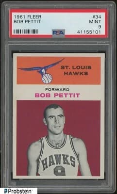 Bob Pettit 1961 Fleer Basketball #34 Bob Pettit St. Louis Hawks HOF PSA 9 " PACK FRESH " card sale