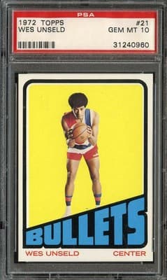 Wes Unseld 1972-73 TOPPS #21 WES UNSELD PSA 10 BULLETS HOF POP 1 card sale