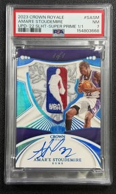 Amar'e Stoudemire AMAR'E STOUDEMIRE PSA 7 2023 CROWN ROYALE SILHOUETTE CHRISTMAS LOGOMAN AUTO 1/1 card sale