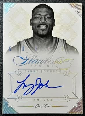 Larry Johnson 1/1 LARRY JOHNSON 2012-13 PANINI FLAWLESS #4 GREATS AUTO PLATINUM 1/1 HORNETS card sale