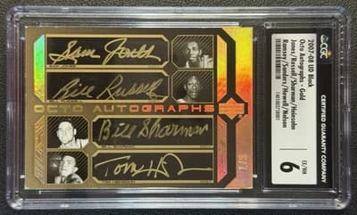 Sam Jones 2007 UD Black Celtics OCTO Auto Bill Russell Sam Jones Heinsohn Sharman GOLD /5 card sale