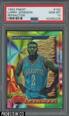 Larry Johnson 1993-94 Topps Finest Refractor #162 Larry Johnson Hornets PSA 10 GEM MINT POP 3 card sale