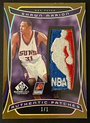 Shawn Marion 2004-05 Upper Deck SP Game Used Authentic Patches Shawn Marion Logoman 1/1 card sale