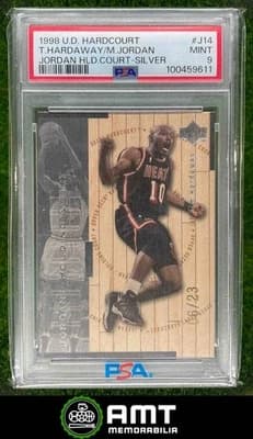 Tim Hardaway 59611 1998-99 Upper Deck Hardcourt Tim Hardaway Michael Jordan Silver 6/23 PSA 9 card sale